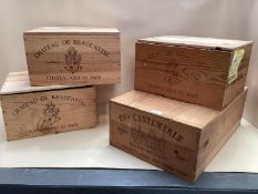 4 wooden wine boxes