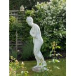 A white marble effect garden statue of Venus, after Canova