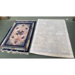 Cream Laura Ashley Isodore rug, wooll pile 159 x 229cm, and a pink and blue wool Chinese rug KAYM