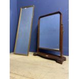 A gentleman's large mahogany framed toilet mirror; and another miscl mirror