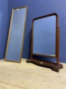 A gentleman's large mahogany framed toilet mirror; and another miscl mirror