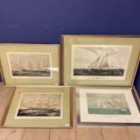 A set of matching framed glazed and mounted prints of Yachts, The America, The Betty Darling, The