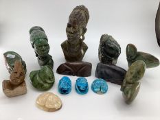 Collection of green hardstone items of African origin, manner of Glenton Khazi, Shona School