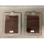 Pair of white metal easel backed pictures frames, 25 x 18cm
