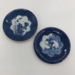 2 blue and white plates possibly Kanggxi