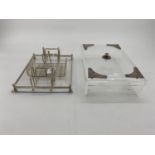 Two white metal and Perspex items to include a desk tidy and a lidded box