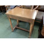 Nest of 3 glass and yellow metal tables (glass damaged), and a side table