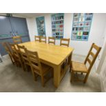 A good bespoke made, light blond ASH dining table (NOT CHAIRS - THE CHAIRS ARE LOT 499) 121cm x