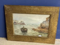 Watercolour on board, of fisherman by the cliffs, signed lower right Aitken, and marked verso "the