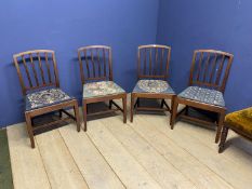 A quantity of chairs to include a set of mahogany railed back dining chairs, a tub chair etc