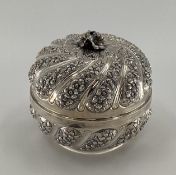 Middle Eastern white metal lidded bowl, with reeded floral decoration and gilt interior, stamped