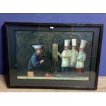 WILLIAM BALTHAZAR, British, Large black frame and glazed painting of chefs, La Gavroche, Provenance: