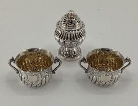 Sterling silver cruet set with reeded decoration, Birmingham 1900, 115g
