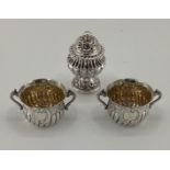 Sterling silver cruet set with reeded decoration, Birmingham 1900, 115g