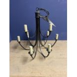 Cast metal 9 branch ceiling chandelier with star pediment, 66cmW