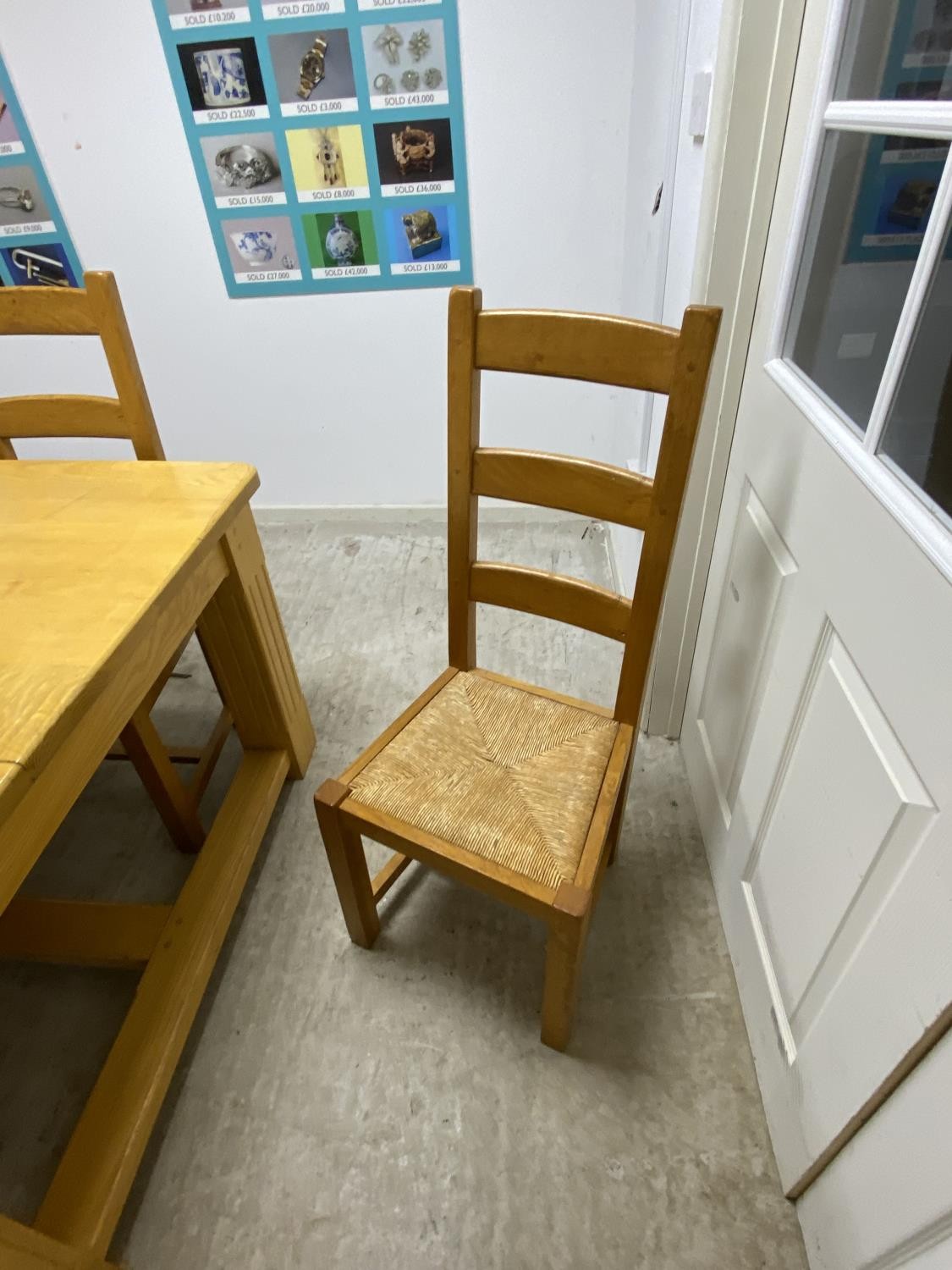 A good set of 10 oak ladder back rush seated chairs, (photographed with lot 479 the ash table). this - Image 2 of 2