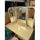 Cream painted dressing table with Aesthetic design and tryptic mirror top
