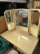 Cream painted dressing table with Aesthetic design and tryptic mirror top