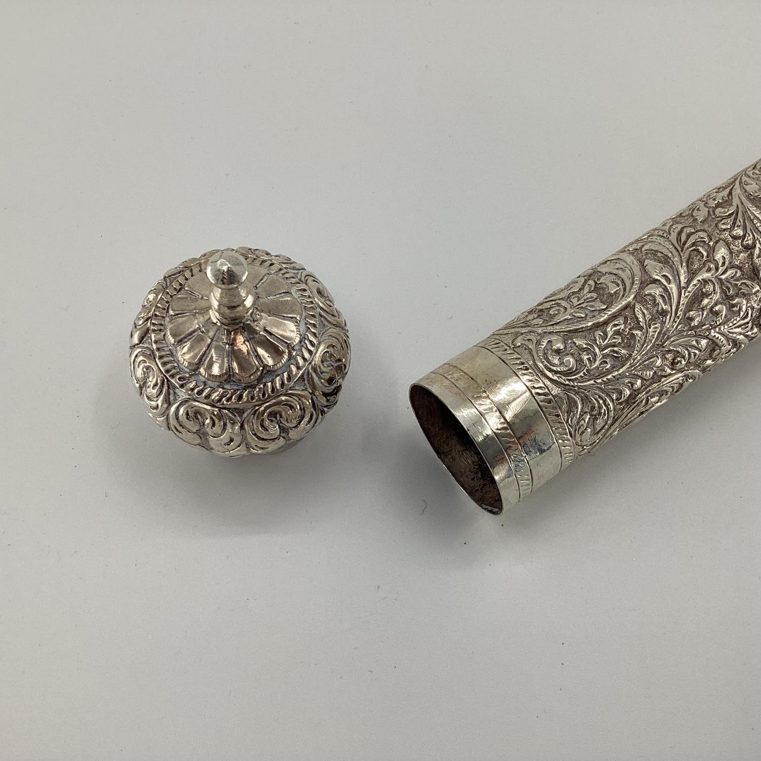 Silver Middle Eastern style Prayer Scroll with chased decoration stamped 925, 24cm approx 190g - Image 6 of 10