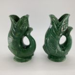 Pair of green gurgle gurgle jugs