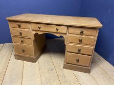 Pine 9 drawer knee hole desk