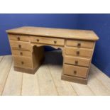Pine 9 drawer knee hole desk