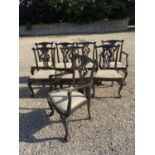 Set of (6 plus 2 carvers) Chippendale style mahogany dining chairs