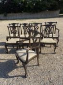 Set of (6 plus 2 carvers) Chippendale style mahogany dining chairs