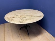 A good circular marble top table, 120cm diameter