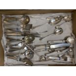 A collection of silver plated flatware and plated items