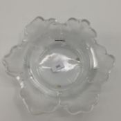 A Lalique Capucines clear and frosted glass bowl circa 1980 with moulded nasturtium leaf rim, etched