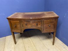 C19th mahogany small bow front three drawer dressing table/sideboard