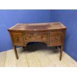 C19th mahogany small bow front three drawer dressing table/sideboard