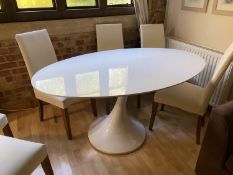 Modern oval kitchen table on circular pedestal base, with detachable top (no chairs, just the table)