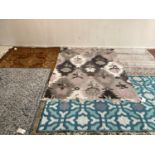 Six rugs: Blue/cream 100% wool Indian pattern rug, 123 x 183; Tapestry style brown/red tones rug,