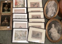 Quantity framed and glazed prints of Georgian daily life, etc see images