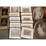 Quantity framed and glazed prints of Georgian daily life, etc see images