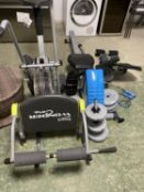 Various gym equipment - bike, weights etc, all to be bought as viewed and as seen, auctioneer cannot