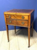 A Regency inlaid and cross banded figured mahogany fold over washstand, with fitted interior, on