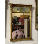 A Georgian gilt pier mirror, rectangular plate with twin column support frame, topped by inset