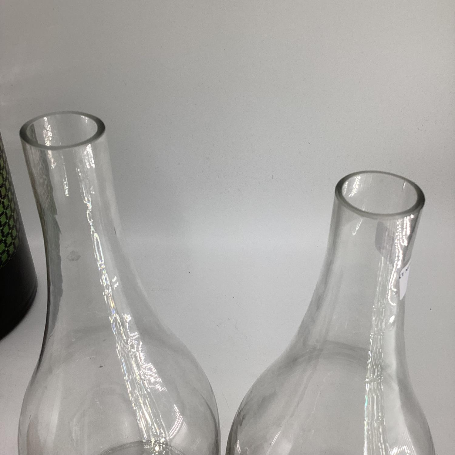 A quantity of glass jugs, including a decorative glass jug with silver plated head and tail styled - Image 7 of 10