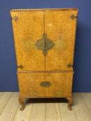 Art Deco style veneered drinks cabinet, some wear and losses
