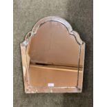 Venetian style wall mirror, with arched top, crack to base