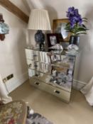 Contemporary mirrored chest of 4 long drawers, 91cmW x 91cmH