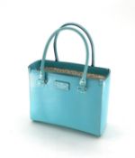 Kate Spade leather Tote bag, in brilliant Turquoise colour, with dust cover and box (v small minor