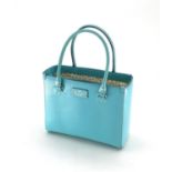 Kate Spade leather Tote bag, in brilliant Turquoise colour, with dust cover and box (v small minor