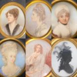 Quantity of miniatures, other small framed and glazed prints, and Pair of oval reproduction prints