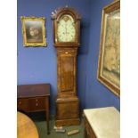 George III inlaid and cross banded figured mahogany long case clock, the arched hood revealing a