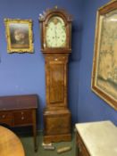 George III inlaid and cross banded figured mahogany long case clock, the arched hood revealing a