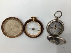 A WWI cased compass, Broad Arrow stamp by Terrasse W.C. 67278 dated 1918 together with a gilt